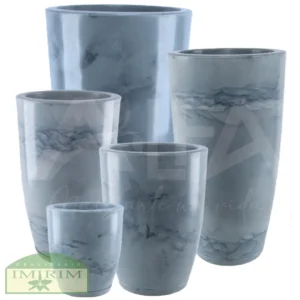 Vaso Rotomoldado Coluna Redonda Marmorizada Cimento Queimado com Prato