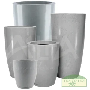 Vaso Rotomoldado Coluna Redonda Polida Cimento com Prato