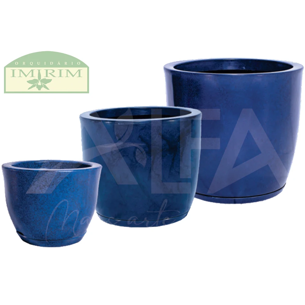 vaso-rotomoldado-bojo-redondo-marmorizado-azul-com-prato Vaso Rotomoldado Bojo Redondo Marmorizado Azul com Prato