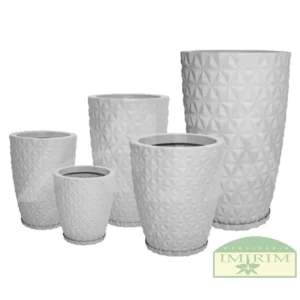 Vaso Rotomoldado Coluna Redonda Diamante Cimento com Prato